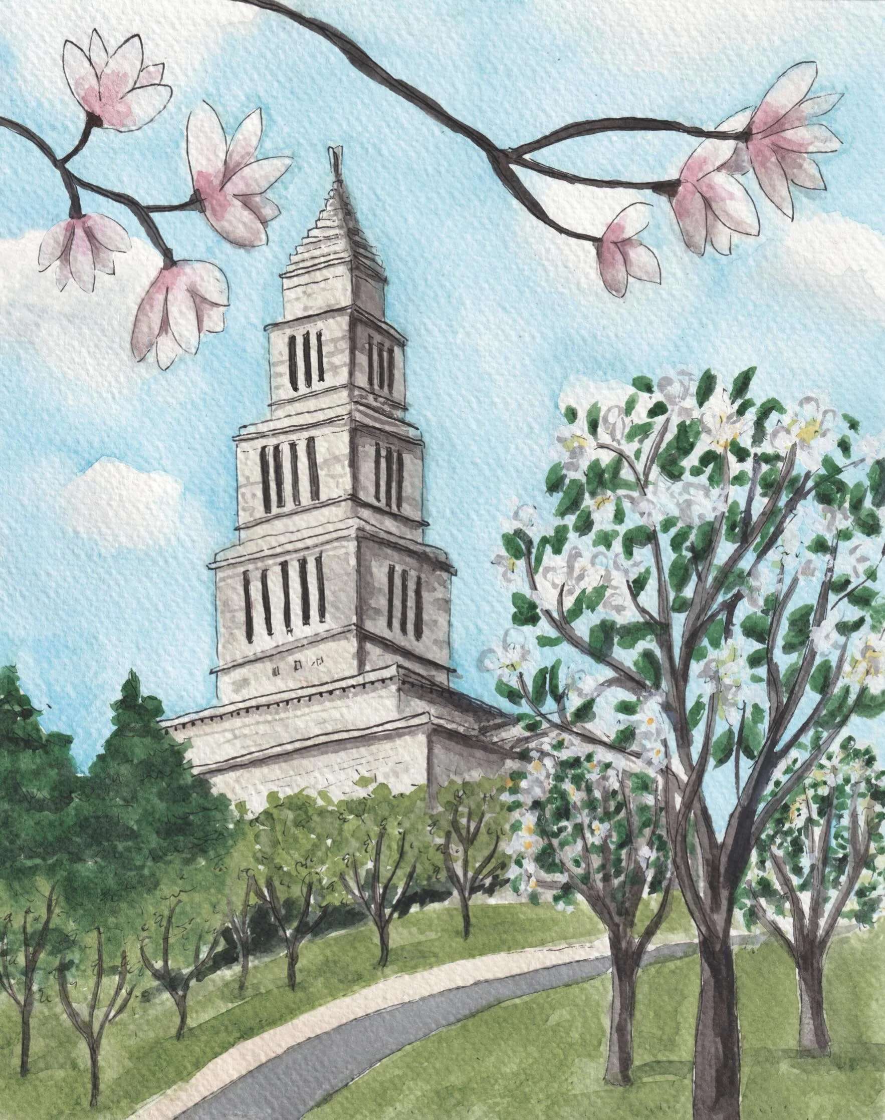 George Washington Masonic Memorial Watercolor Print – Alexandria